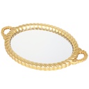 PLATEAU DECO PLASTIQUE ET MIRROIR 51X34 CM MODELE OR