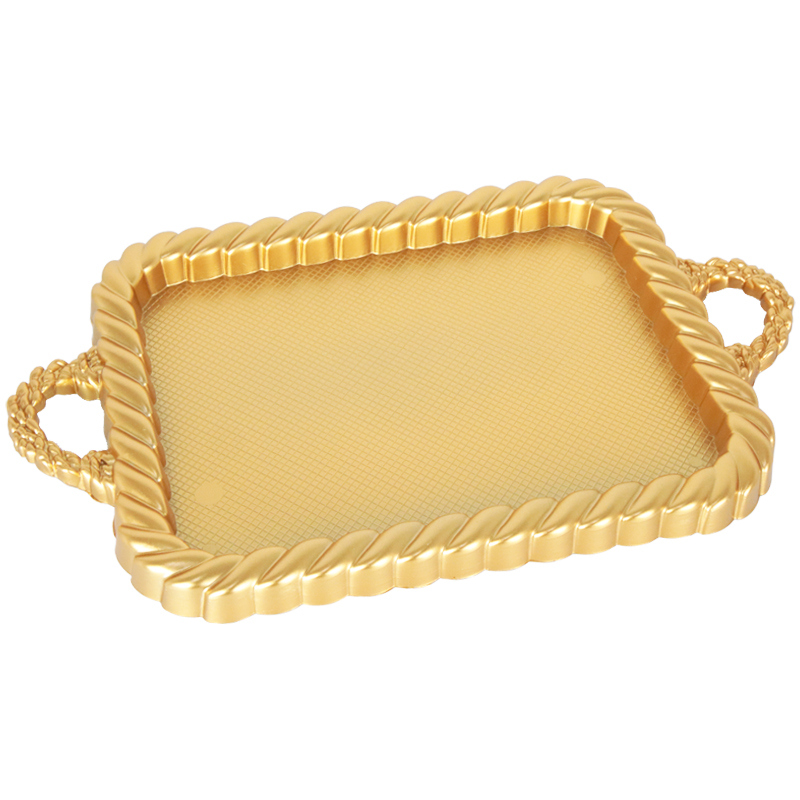 PLATEAU DECO PLASTIQUE 47X29 CM MODELE OR