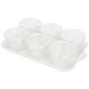 SET PETIT DEJEUNER : PLATEAU + 6 POTS EN CRYSTAL PLASTIQUE TRANSPARENT 34X21X6 CM