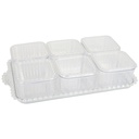 SET PETIT DEJEUNER : PLATEAU + 6 POTS EN CRYSTAL PLASTIQUE TRANSPARENT 33X20X6 CM