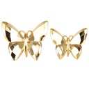 2 PIECES DECO PAPILLON 13X12 CM + 10X9 CM PLASTIQUE MODELE OR