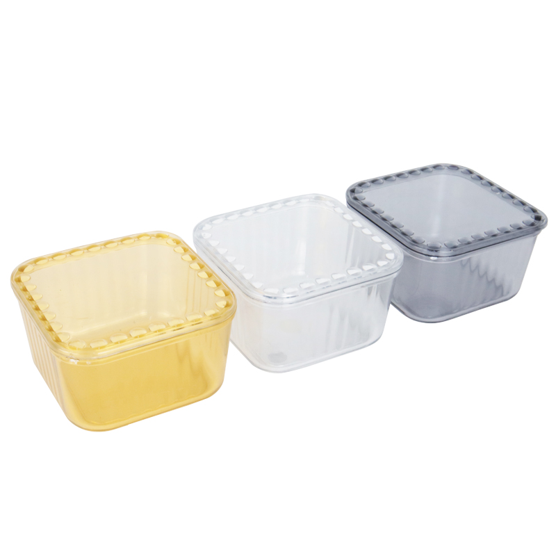 POT EN CRYSTAL PLASTIQUE TRANSPARENT AVEC COUVERCLE 9,5 X 5,5 CM MIX MAT/TRANSPARENT/OR 