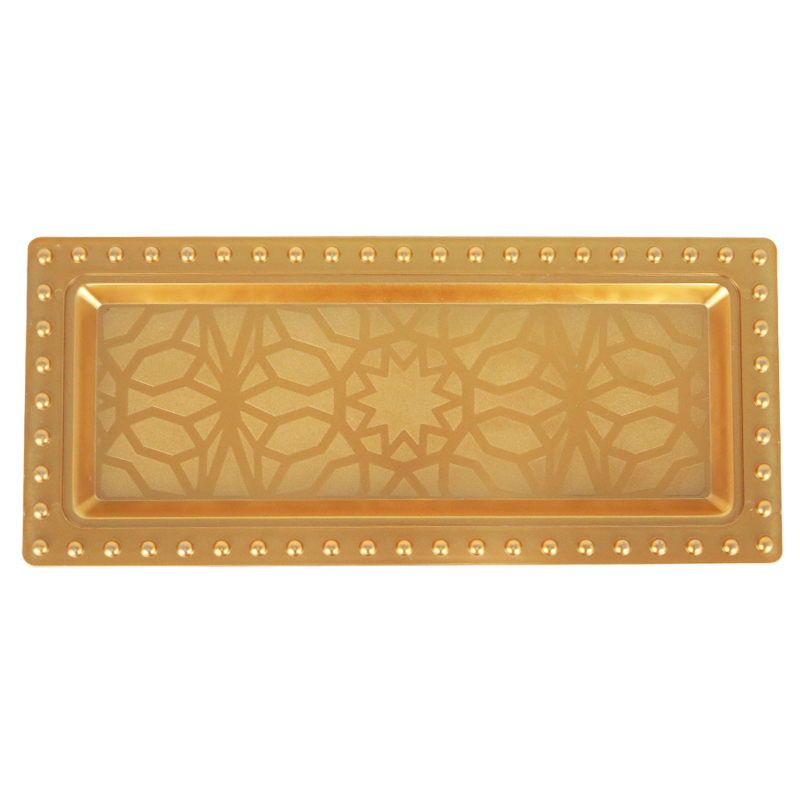 PLATEAU DECO PLASTIQUE 35X15 CM MODELE OR