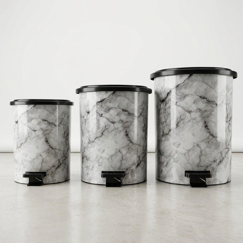SET 3 POUBELLES A PEDALE 8 L / 12  L / 22 L DESIGN TRIANGLE