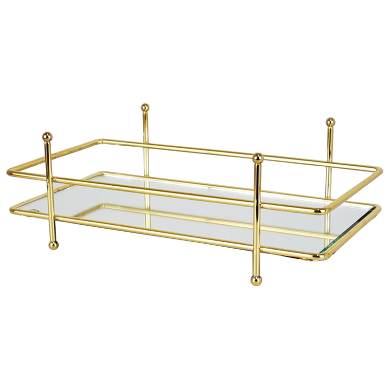 PLATEAU DECO METAL RECTANGULAIRE 27X14 CM MODELE OR