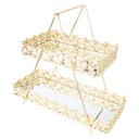 PRESENTOIR DECO METAL 2 NIVEAUX 32X15X35 CM MODELE OR