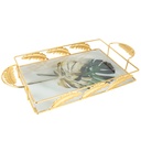 PLATEAU DECO METAL 36X24 CM AVEC MOTIF MODELE OR