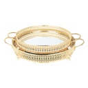 SET 2 PLATEAUX DECO METAL ROND 30 &amp; 35 CM MODELE OR