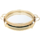 SET 2 PLATEAUX DECO METAL ROND 35 &amp; 40 CM MODELE OR