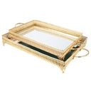 SET 2 PLATEAUX DECO METAL RECTANGULAIRE 37*25 &amp; 43*32 CM MODELE OR