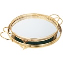 SET 2 PLATEAUX DECO METAL ROND 35 &amp; 40 CM MODELE OR