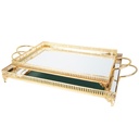 SET 2 PLATEAUX DECO METAL RECTANGULAIRE 37*25 &amp; 43*32 CM MODELE OR