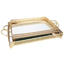 SET 2 PLATEAUX DECO METAL RECTANGULAIRE 37X24 / 43X31 CM MODELE OR
