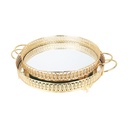 SET 2 PLATEAUX DECO METAL ROND 30 &amp; 35 CM MODELE OR
