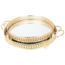 SET 2 PLATEAUX DECO METAL ROND 35 &amp; 40 CM MODELE OR