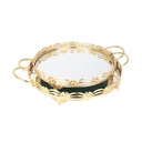 SET 2 PLATEAUX DECO METAL ROND 30 &amp; 35 CM MODELE OR