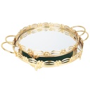 SET 2 PLATEAUX DECO METAL ROND 35 &amp; 40 CM MODELE OR