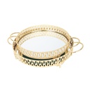 SET 2 PLATEAUX DECO METAL ROND 30 &amp; 35 CM MODELE OR