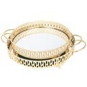 SET 2 PLATEAUX DECO METAL ROND 35 &amp; 40 CM MODELE OR