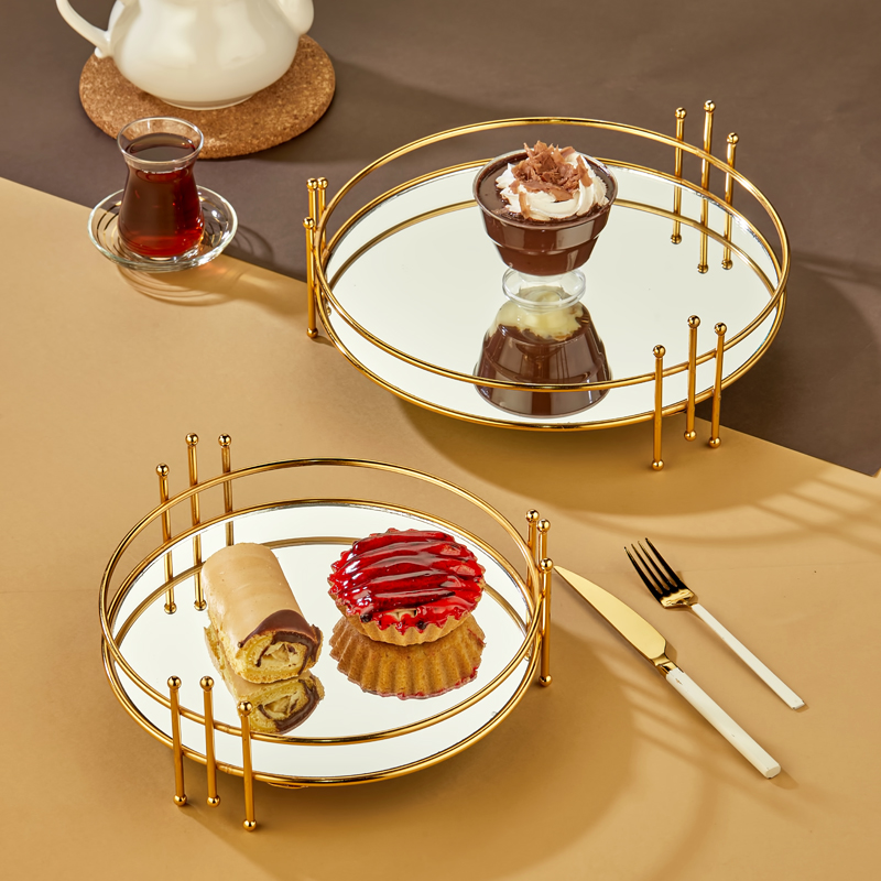 SET 2 PLATEAUX DECO METAL ROND 24 &amp; 33 CM