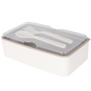BOITE A DEJEUNER AVEC CUILLERE + FOURCHETTE 11X19X6 CM MIX BEIGE / MARRON