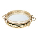 SET 2 PLATEAUX DECO METAL ROND 30 &amp; 35 CM MODELE OR