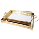 SET 2 PLATEAUX DECO METAL RECTANGULAIRE 37*25 &amp; 43*32 CM MODELE OR