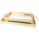 SET 2 PLATEAUX DECO METAL RECTANGULAIRE 37*25 &amp; 43*32 CM MODELE OR