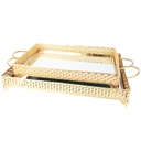 SET 2 PLATEAUX DECO METAL RECTANGULAIRE 37*25 &amp; 43*32 CM MODELE OR