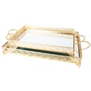 SET 2 PLATEAUX DECO METAL RECTANGULAIRE 37*25 &amp; 43*32 CM MODELE OR