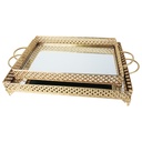 SET 2 PLATEAUX DECO METAL RECTANGULAIRE 37*25 &amp; 43*32 CM MODELE OR