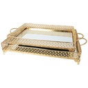 SET 2 PLATEAUX DECO METAL RECTANGULAIRE 37*25 &amp; 43*32 CM MODELE OR