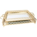 SET 2 PLATEAUX DECO METAL RECTANGULAIRE 37*25 &amp; 43*32 CM MODELE OR