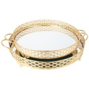 SET 2 PLATEAUX DECO METAL ROND 35 &amp; 40 CM MODELE OR