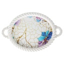 PLATEAU DECO PLASTIQUE OVAL AVEC POIGNEE COULEUR BLANC 51X34 CM DESIGN MIX
