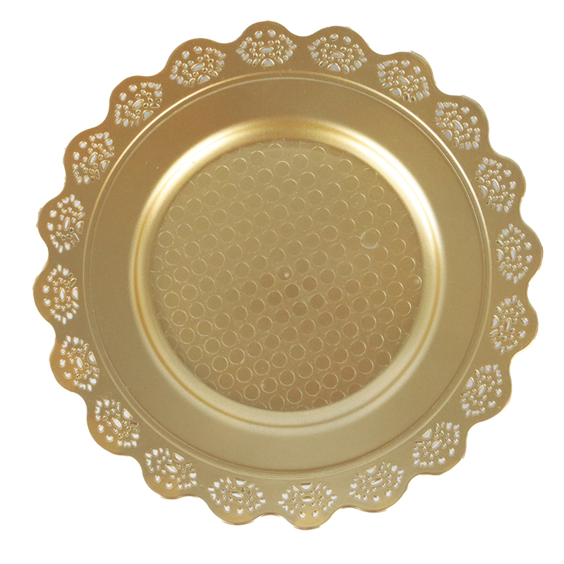 PLATEAU DECO PLASTIQUE MODELE OR 32 CM
