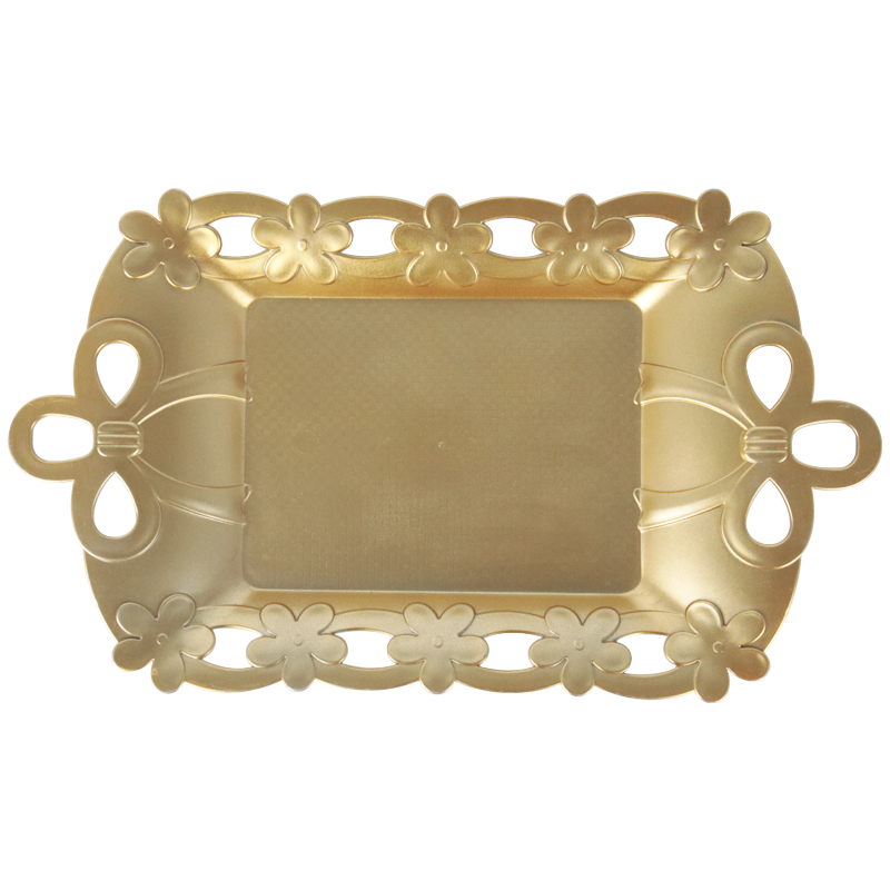 PLATEAU DECO PLASTIQUE MODELE OR 39X22X3 CM