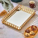 PLATEAU DECO PLASTIQUE ET MIRROIR 40X27 CM MODELE OR