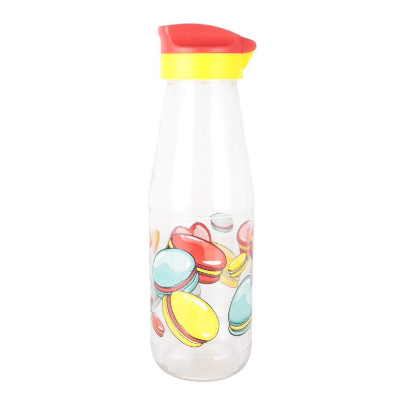 BOUTEILLE EN VERRE ENFANT 720 CC COULEUR JAUNE/ROUGE