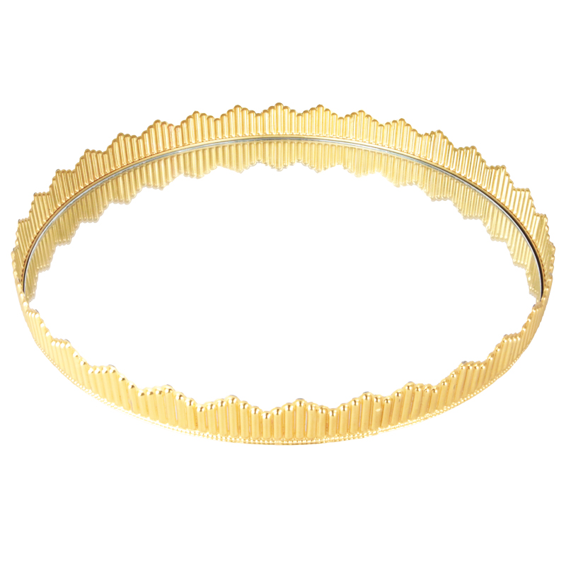 PLATEAU DECO METAL AVEC MIRROIR ROND 35 CM MODELE OR