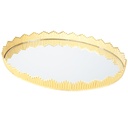 PLATEAU DECO METAL OVAL AVEC MIRROIR 37X27 CM MODELE OR