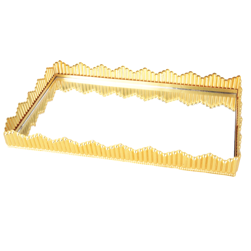 PLATEAU DECO METAL AVEC MIRROIR 36X24 CM MODELE OR