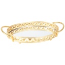PLATEAU DECO METAL OVAL AVEC MIRROIR 29X15 CM MODELE OR