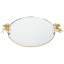 PLATEAU DECO MIRROIR POIGNEE PAPILLON 35 CM MODELE OR