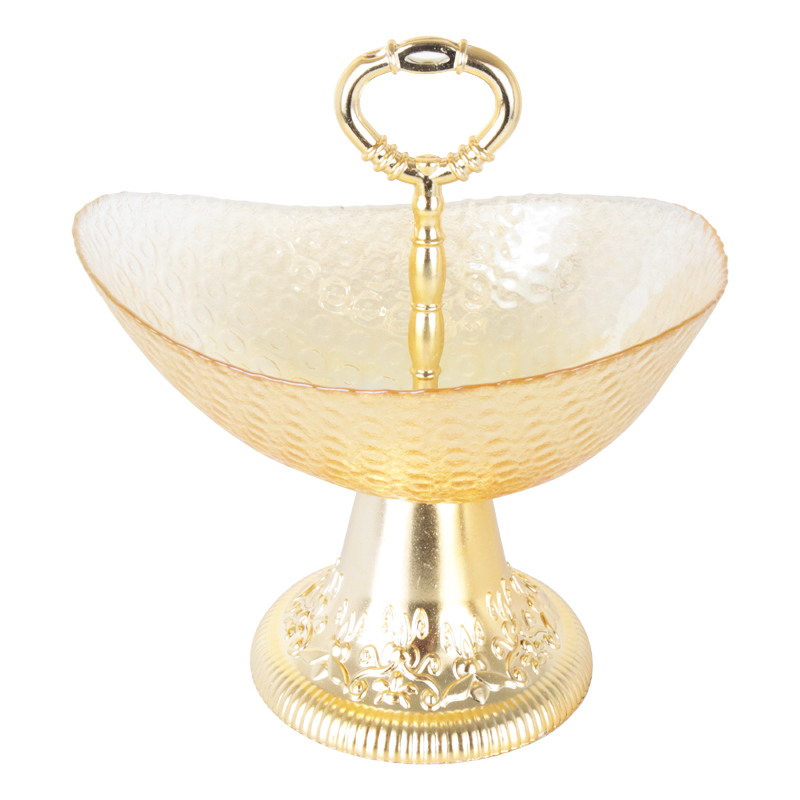 PRESENTOIR VERRE AVEC PIED PLASTIQUE OR 21X22CM 
