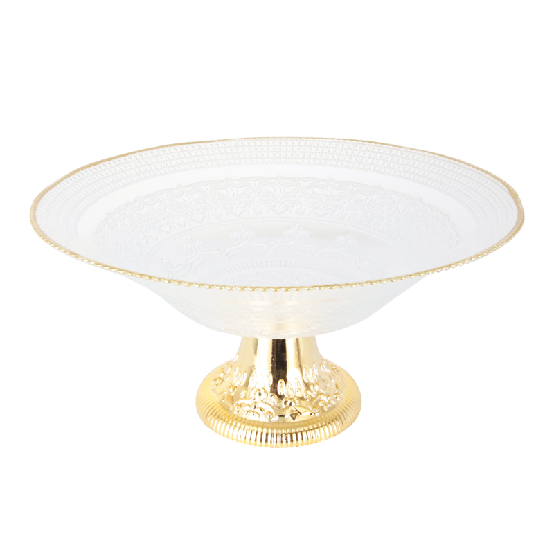 PRESENTOIR VERRE AVEC PIED PLASTIQUE OR 30X16CM 