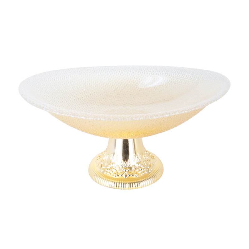 PRESENTOIR VERRE AVEC PIED PLASTIQUE OR 30X13CM 