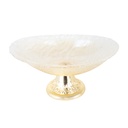 PRESENTOIR VERRE AVEC PIED PLASTIQUE OR 30X13CM 