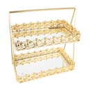 PRESENTOIR DECO METAL 2 NIVEAUX 28X17X30 CM MODELE OR