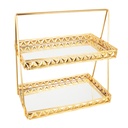 PRESENTOIR DECO METAL 2 NIVEAUX 28X17X30 CM MODELE OR